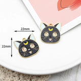10pcs Enamel Cartoon Cat Charm for Jewelry Making DIY Charms Supplies