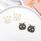 10pcs Enamel Cartoon Cat Charm for Jewelry Making DIY Charms Supplies