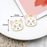 10pcs Enamel Cartoon Cat Charm for Jewelry Making DIY Charms Supplies