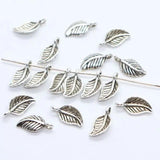 60pcs Tibetan Silver/Bronze Tree Leaf Charms Pendants 7x15mm Jewelry Findings