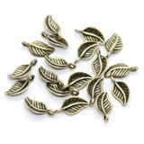 60pcs Tibetan Silver/Bronze Tree Leaf Charms Pendants 7x15mm Jewelry Findings