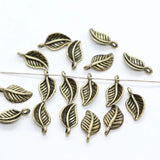 60pcs Tibetan Silver/Bronze Tree Leaf Charms Pendants 7x15mm Jewelry Findings
