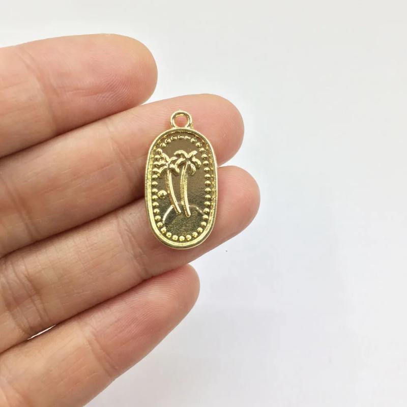 20pcs 12*20mm Palm Tree Rectangle Coin Necklace Earring Bracelet DIY 2 Colors