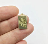 20pcs Tropical Leaf Zinc Alloy Rectangle Coin DIY Jewelry 2 Colors