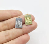 20pcs Tropical Leaf Zinc Alloy Rectangle Coin DIY Jewelry 2 Colors