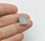 20pcs Tropical Leaf Zinc Alloy Rectangle Coin DIY Jewelry 2 Colors