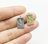 20pcs Tropical Leaf Zinc Alloy Rectangle Coin DIY Jewelry 2 Colors