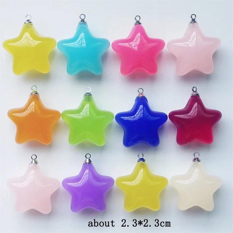 10pcs Acrylic Star Charms for Earring Keychain Five-pointed Star Jewelry