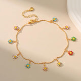 Green CZ Adjustable Anklet for Women Party Beach Foot Jewelry