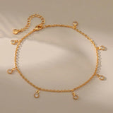 Green CZ Adjustable Anklet for Women Party Beach Foot Jewelry