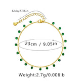 Green CZ Adjustable Anklet for Women Party Beach Foot Jewelry