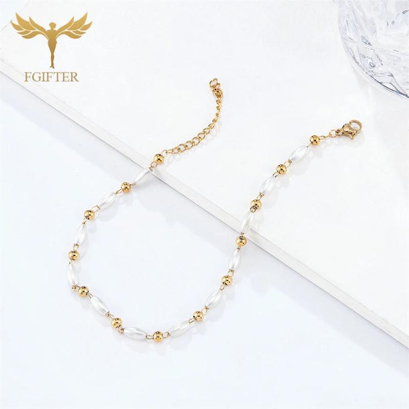 Bohemia Natural Pearl Anklets Stainless Steel Chain Bracelets