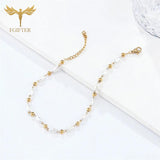 Bohemia Natural Pearl Anklets Stainless Steel Chain Bracelets