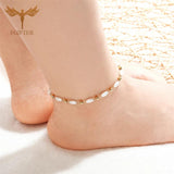 Bohemia Natural Pearl Anklets Stainless Steel Chain Bracelets