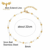 Bohemia Natural Pearl Anklets Stainless Steel Chain Bracelets