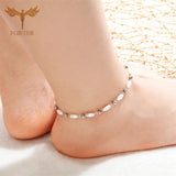 Bohemia Natural Pearl Anklets Stainless Steel Chain Bracelets