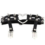 Heart Shaped Garter Belt Club Bar Leather Mesh Elastic Rivet Leg Girdle