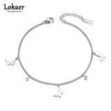 Boho Butterfly Charm Anklets Stainless Steel Foot Chain Beach Jewelry