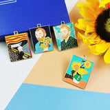 10pcs Western Art Oil Painting Metal Charms Sunflower Earring Bracelet DIY