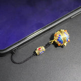 1PC Cloisonne Locket with Glass Orbs Keychain Essential Oil Ball Locket