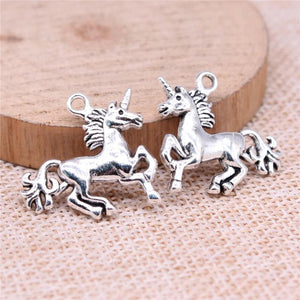 10pcs 22x23mm Lucky Horse Charms Antique Silver Jewelry Making DIY Findings
