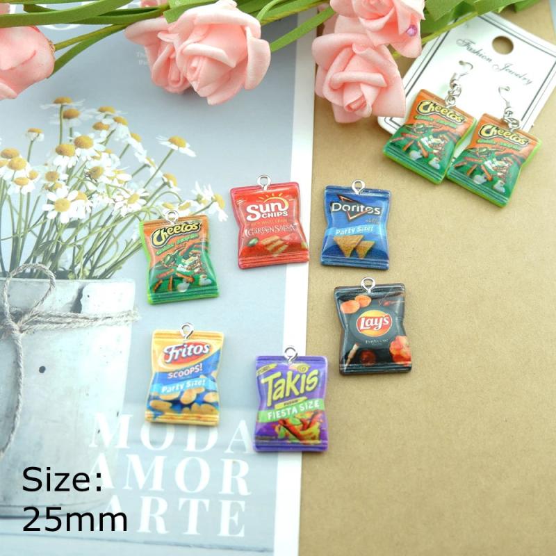 Resin Snacks Potato Chips Charms For Bracelets Key Chain Earring