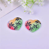 10pcs Heart Coconut Palm Acrylic Charms for DIY Jewelry Making 38*34mm