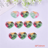 10pcs Heart Coconut Palm Acrylic Charms for DIY Jewelry Making 38*34mm