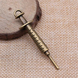 4pcs 15x62mm Syringe Charms Pendants Antique Silver Bronze Plated