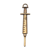 4pcs 15x62mm Syringe Charms Pendants Antique Silver Bronze Plated