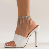 Rhinestone Tassel Anklet Metal Chain Foot Jewelry