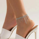 Rhinestone Tassel Anklet Metal Chain Foot Jewelry