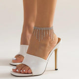 Rhinestone Tassel Anklet Metal Chain Foot Jewelry