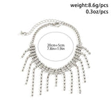 Rhinestone Tassel Anklet Metal Chain Foot Jewelry