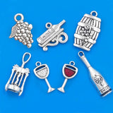 30pc Wine Collection Charms Antique Silver Wine Glass Charms