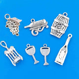 30pc Wine Collection Charms Antique Silver Wine Glass Charms