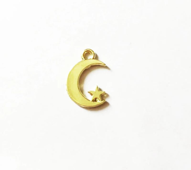 Moon and Star Zinc Alloy Charms Pendant 20pcs 2 Colors