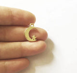 Moon and Star Zinc Alloy Charms Pendant 20pcs 2 Colors
