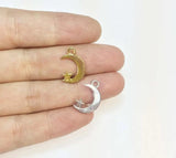 Moon and Star Zinc Alloy Charms Pendant 20pcs 2 Colors