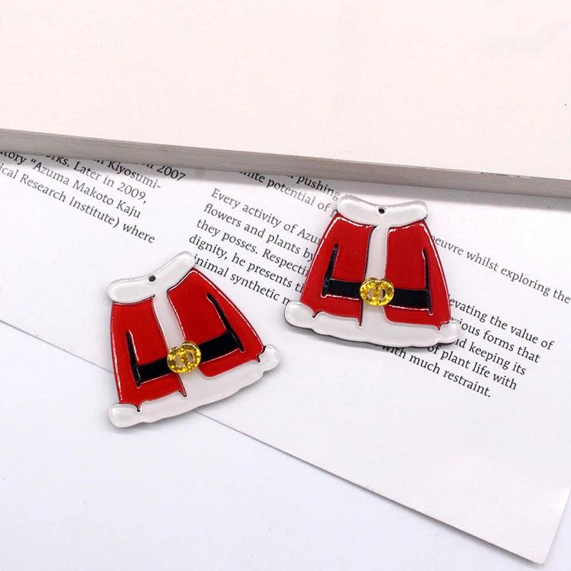 10pcs Santa Claus Jacket Acrylic Charms Christmas Pendant Earring Keychain DIY