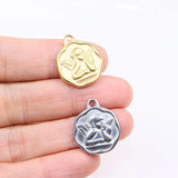 5pcs 18mm Stainless Steel Oval Angel Charms Pendant DIY Jewelry 2 Color