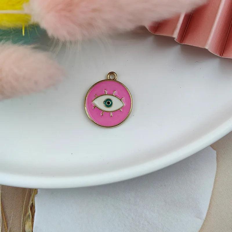 10pcs Evil Eye Enamel Metal Charms for DIY Jewelry Making
