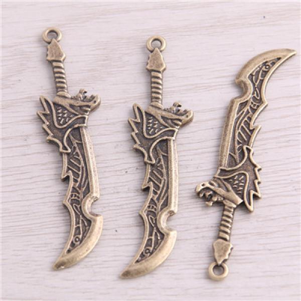 10PCS Two Weapon Charms 21*65mm Simulation Pendant Jewelry Metal Alloy Marking