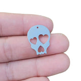 8Pcs Stainless Steel Charms Skull Head Hollow Hearts Pendant