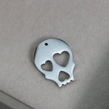 8Pcs Stainless Steel Charms Skull Head Hollow Hearts Pendant