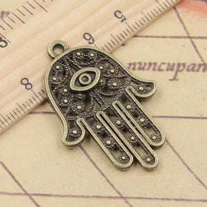 10pcs Hamsa Palm Fatima Hand Charms 36x25mm Tibetan Bronze Silver Pendants
