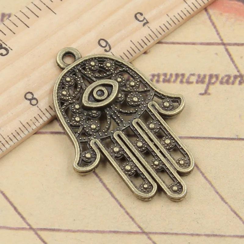 10pcs Hamsa Palm Fatima Hand Charms 36x25mm Tibetan Bronze Silver Pendants