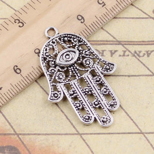 10pcs Hamsa Palm Fatima Hand Charms 36x25mm Tibetan Bronze Silver Pendants