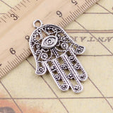 10pcs Hamsa Palm Fatima Hand Charms 36x25mm Tibetan Bronze Silver Pendants