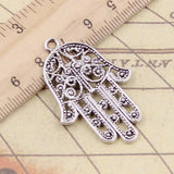 10pcs Hamsa Palm Fatima Hand Charms 36x25mm Tibetan Bronze Silver Pendants